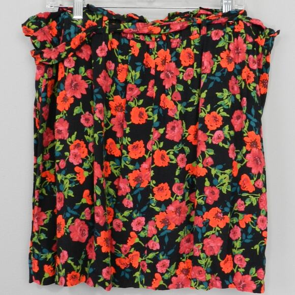 Express Floral Skirt Size XL Pleated Tie Waist Boho Flirty Summer Mini Cottage - Picture 7 of 12